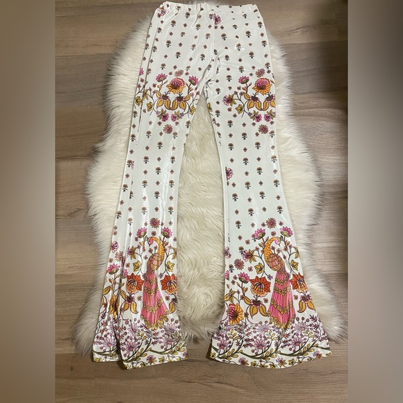 Flare Street x Free People Amalia Velvet Floral Peacock Wide Leg Pants - Picture 6 of 8